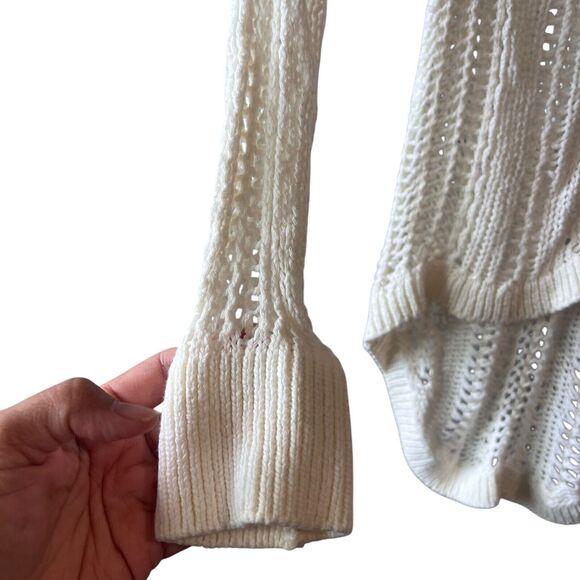 Billabong Designer Closet Open Knit Sweater Women Sz Small Cream Long Sleeve Net - Picture 2 of 11